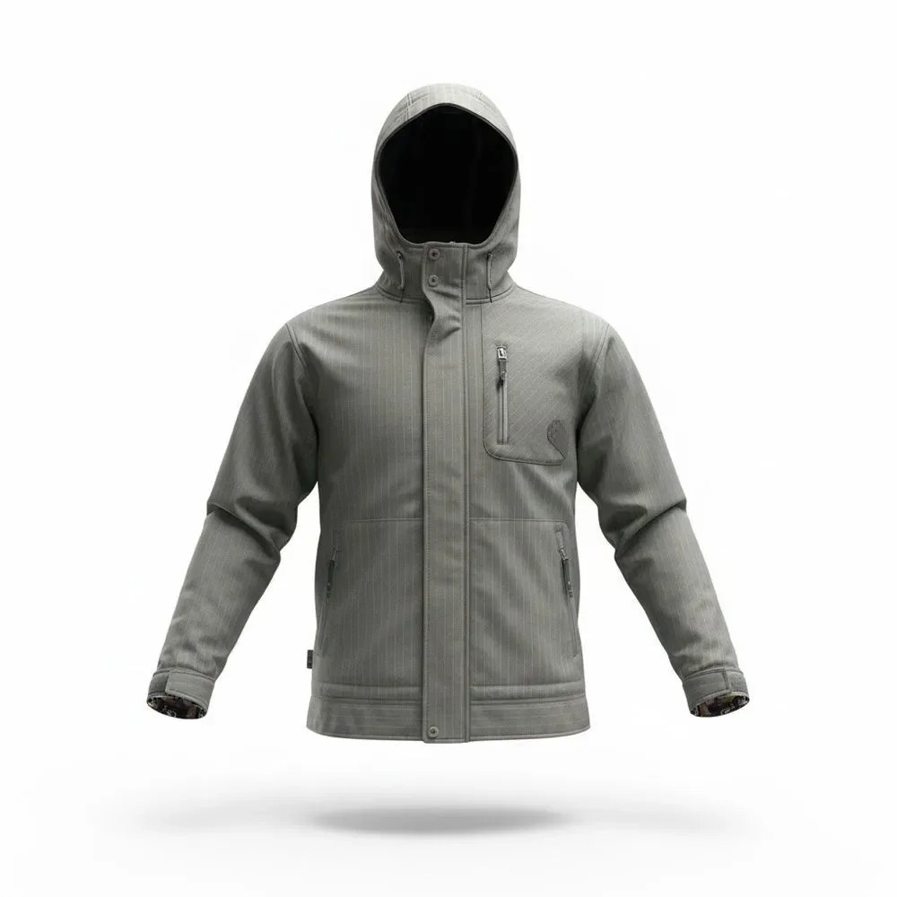 686 Hooded Snowboard Ski Jacket Fleece Lined Tan Brown Pinstripe Men’s Large